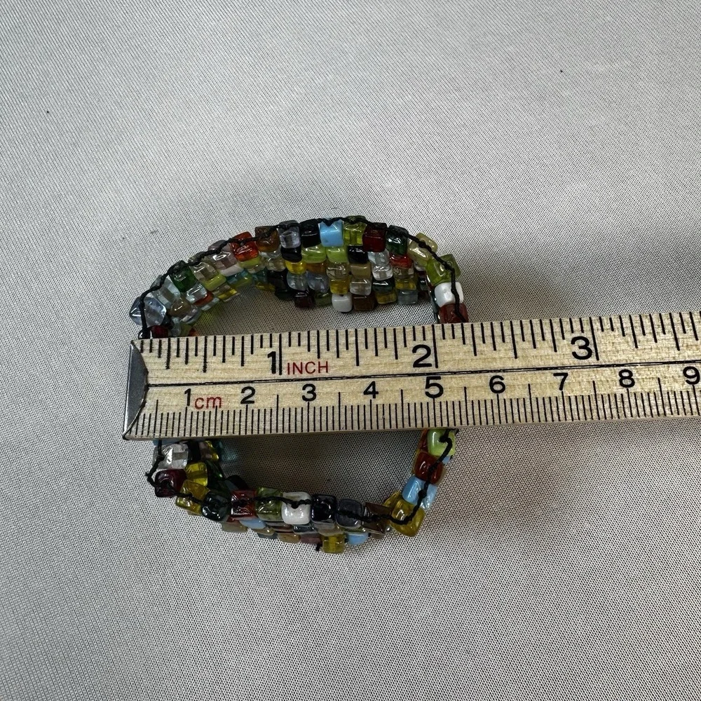 Artsy Glass‎ Beaded Stretch Bracelet Hippie Boho Colorful Woven Handmade